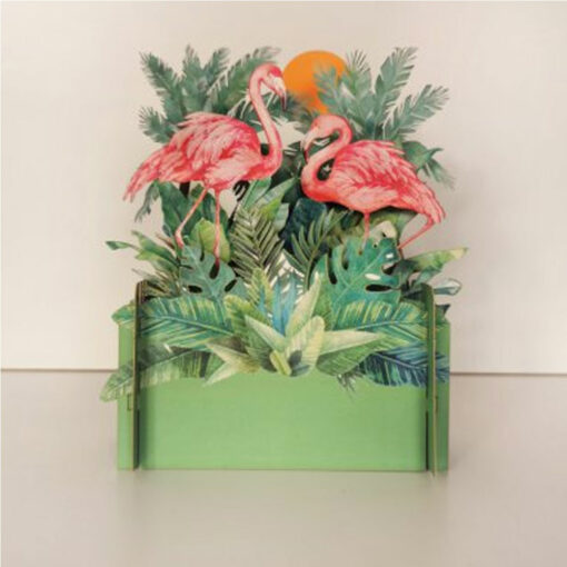 3d pop up kaart flamingo