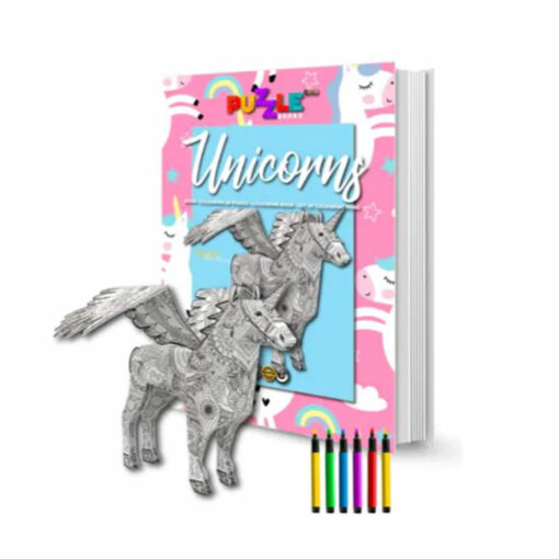 Eenhoorn puzzel kleurboek
