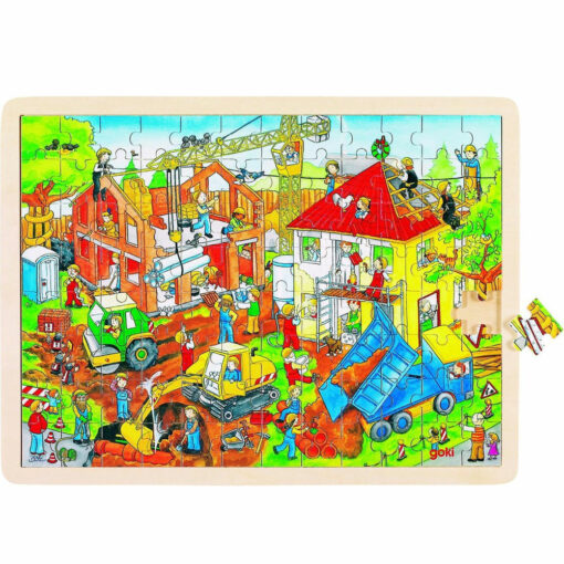 Goki houten puzzel bouwwerf 96 stukjes