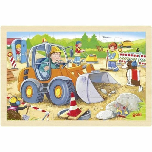Goki houten puzzel wegwerken 24 stukjes
