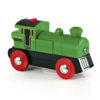 Groene locomotief op batterijen
