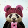Kaart panda met muts