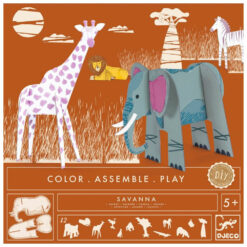 Kleur, zet in elkaar en speel savanna