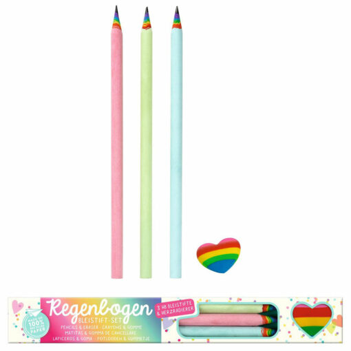 Regenboog potloden met gum
