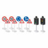 Set verkeersborden en lichten