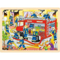 Houten puzzel brandweer scene