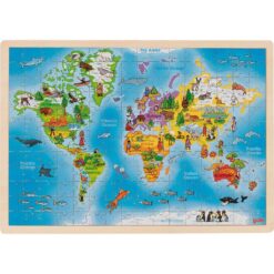 Houten wereld puzzel dieren