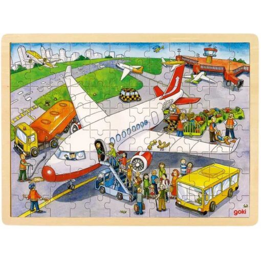 Goki houten puzzel op de luchthaven 96pcs
