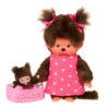 Monchhichi met baby in draagmandje