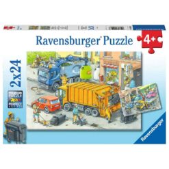 Ravensburger puzzel Vuilniswagen en sleepwagen 2x24pcs