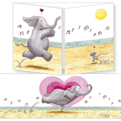 Kaart olifant en muis op het strand