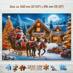 Wooden city puzzel kerstman in arreslee 1010 pcs