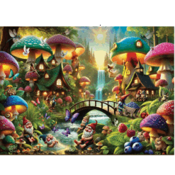 Wooden puzzle mushroom wonderland