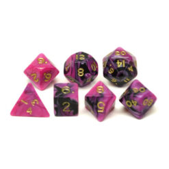 dobbelstenen Toxic paars zwart - 7 stuks