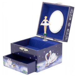 Muziekdoos bijoux klein met 1 lade zwanenmeer ballerina wit