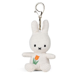 Sleutelhanger Corduroy nijntje wit met oranje tulp