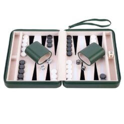 Backgammon groene reis etui
