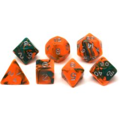dobbelstenen 7 stuks groen- oranje
