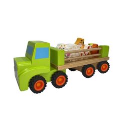 Houten auto met boerderijdieren
