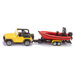 Jeep met aanhanger en boot
