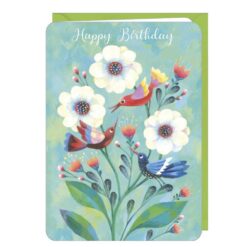Kaart met enveloppe Happy birthday vogels