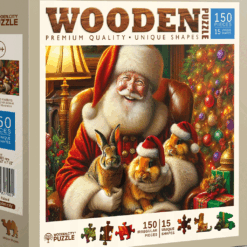 Wooden city puzzel Kerstman en konijnen 150 pcs